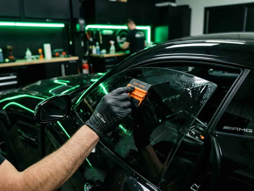Automotive window tint installation