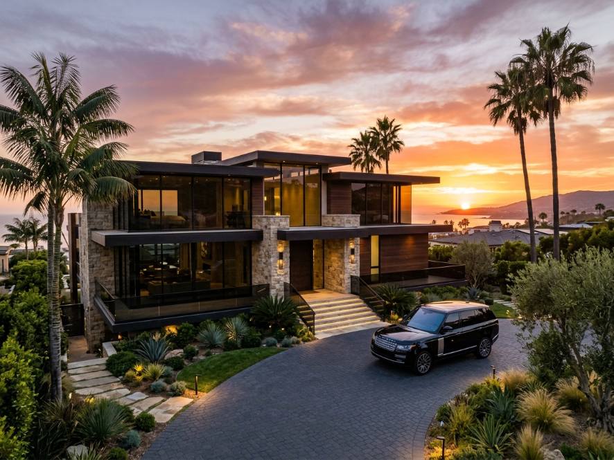 Residential window tinting at golden hour