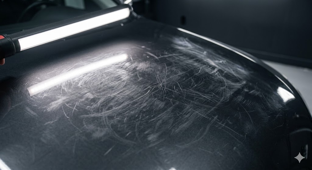 Paint before correction — swirl marks visible