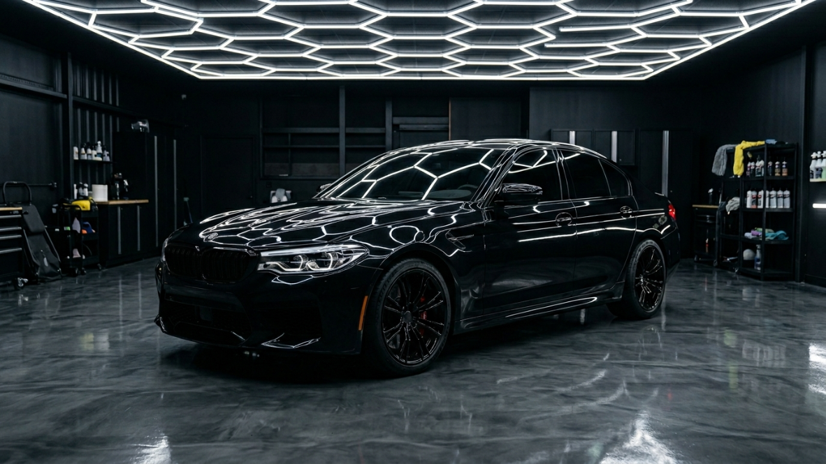 BMW M5 paint correction result in studio