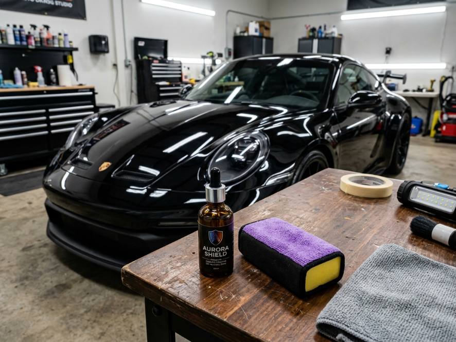 Ceramic coating workbench setup