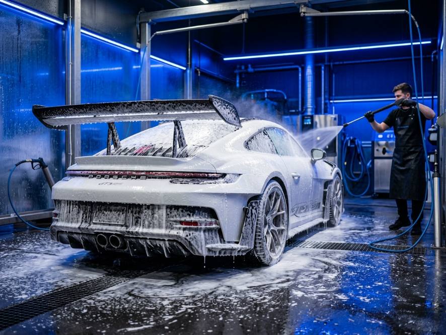 Foam wash in the detail bay