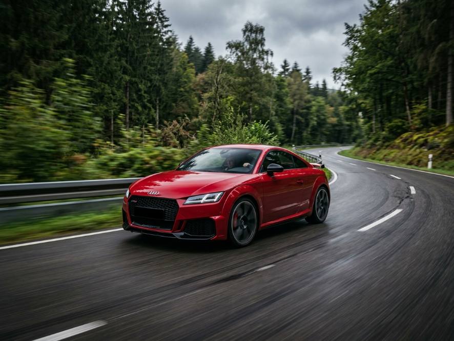 Red Audi TT RS rolling shot